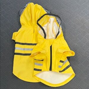 Yellow Hooded Raincoats (2) with Reflective Stripes S & XS Small Breed Dog Puppy